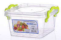 Контейнер с крышкой из пищевого пластика для хранения продуктов, еды 0,4 л 119Х106Х69 мм Ал-Пластик OST-1233