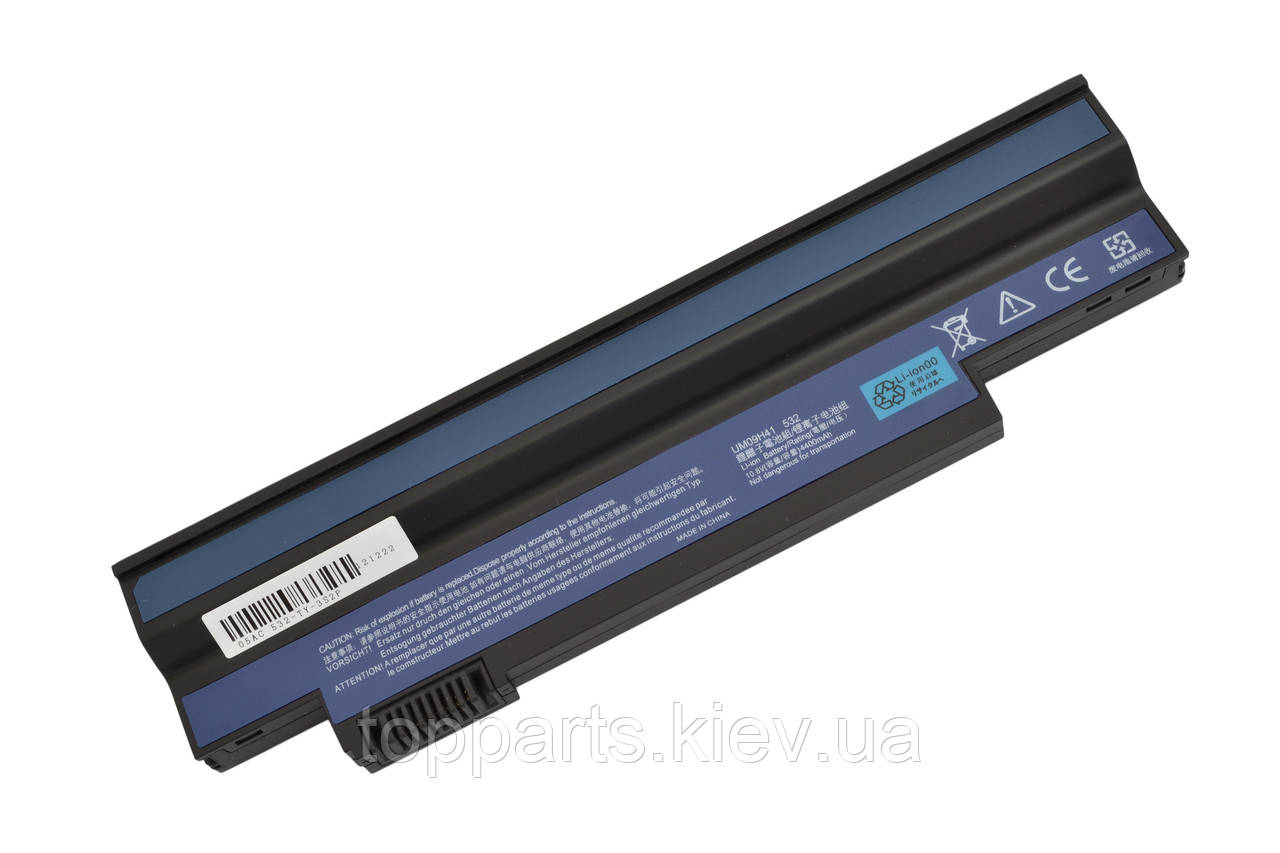 Батарея для ноутбука Acer UM09G31, 5200mAh, 6cell, 11.1V, Li-ion, чорна,