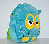 Бірюзовий дитячий тканинний мінірюк із плюшу для маленьких дітей, дошкільний рюкзак-іграшка Сова, фото 4