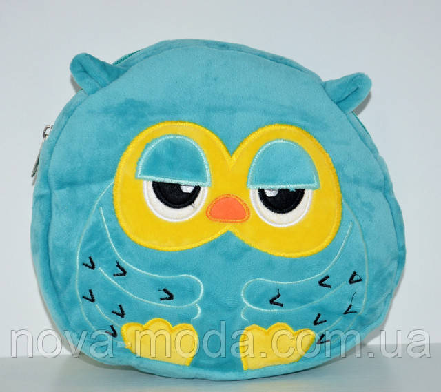 Голубой детский рюкзак сова