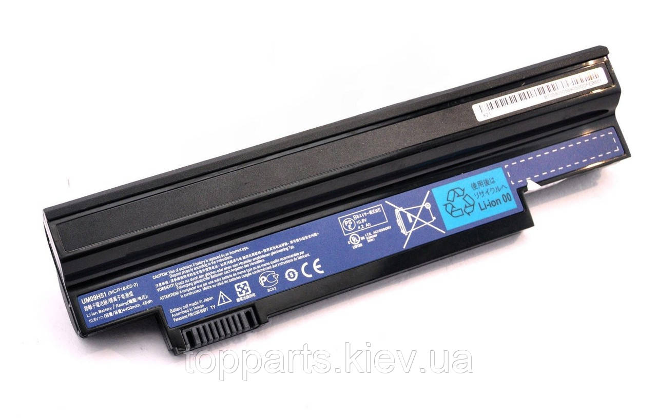 Батарея для ноутбука Acer UM09G31, 4400mAh, 6cell, 10.8V, Li-ion, чорна, ОРИГІНАЛЬНА