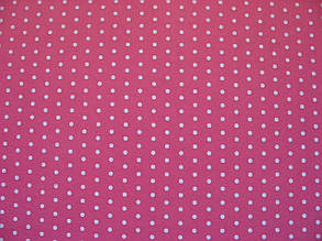 Фетр розовый з малюнком білий горошок 21смХ21см