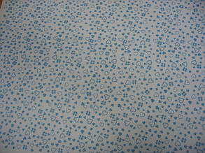 Фетр білий з малюнком блакитні сердечка 21смХ21см