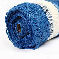 Сітка затіняюча 100% 2м х 50м, біло-блакитна, 140г/кв.м, смугаста, декоративна, Отрада, Україна