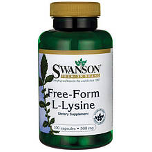 L-Лизин вільної форми, Free-Form L-Lysine, Swanson, 500 мг, 100 капсул