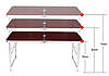 Стіл для пікніка посилений з 4 стільцями Folding Table (розкладний столик валіза) 120х60х55/60/70 см, фото 5