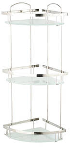 Поличка потрійна з нержавіючої сталі 20*20см з матовим склом Атак (2330495)