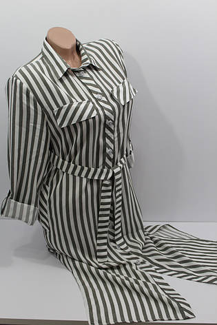 Жіноча сорочка-плаття в смужку з довгим рукавом оптом Туреччина, фото 2