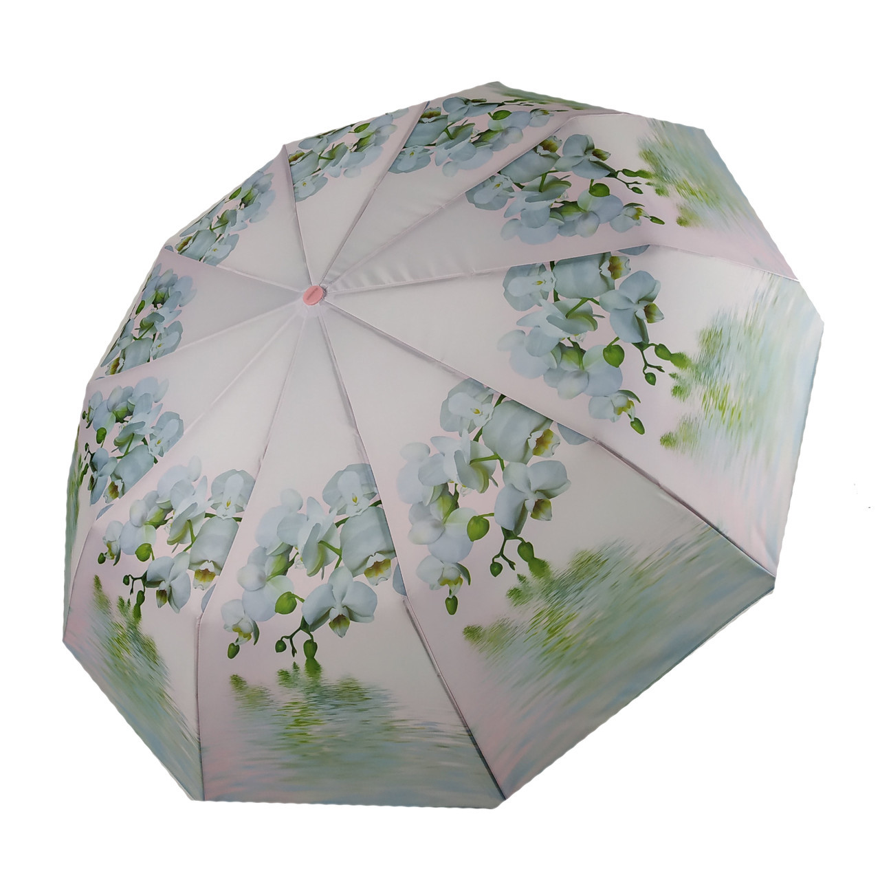 Жіноча парасолька напівавтомат з орхідеями від TheBest-Flagman, біла, 0733-3