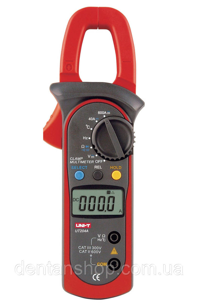 Токовимірні кліщі UNI-T UT204А (UTM 1204A) (DC/AC до 600 А, 600 В, 40МОм, 10МГц, 100 мкФ, 1000 °C), фото 1