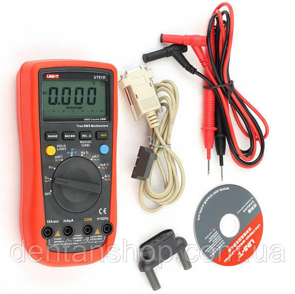 Цифровий мультиметр UNI-T UT61D (UTM 61D) +ПО (DC/AC 1000/750В, DC/AC 10 А, 60 МОм, 4000 мкФ, 10 МГц), фото 1