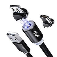 Магнитная зарядка кабель шнур с LED Micro USB Type-C, Lightning Iphone 2 метра