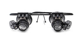 Лупа-кишки бінокулярні 20х (роб. відстань: 1-2см, раб. поле: 1см2) з підсвіткою Magnifier 9892-II (FY-815)