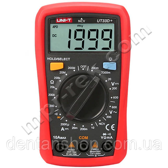 Цифровой мультиметр UNI-T UT33D+ (600В, 10А, 200МОм, NCV), фото 1