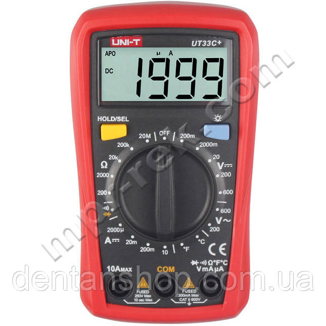 Цифровий мультиметр UNI-T UT33C+ (DC/AC 600В, DC 10 А, 20МОм, 1000 °C), фото 1