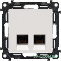 Розетка телефонна RJ 11 + комп'ютерна RJ 45 cat. 6e Legrand Valena Life Білий 753032+755420