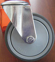 Колесо поворотное 125мм серая резина на подшипнике для покупательской тележки