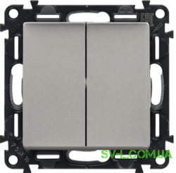 Вимикач 2 кл. Legrand Valena Life Алюміній 752005+755022