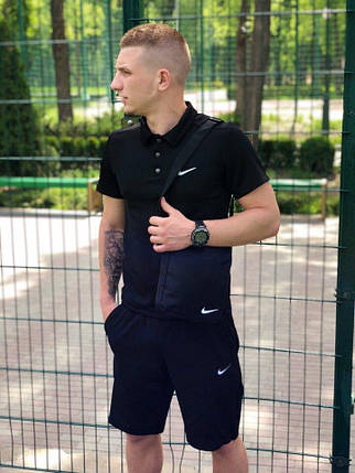Костюм Футболка Поло чорна + Шорти. Барсетка у подарунок! Nike (Найк), фото 2