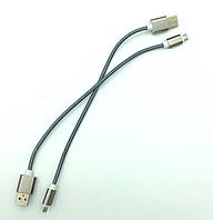 USB кабель / Дата кабель M-002 плетенный круглый 0,3m Silver (тех. упаковка)