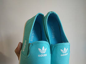 Adidas Мокасини сліпони кеди балетки бірюзові м'ятні блакитні м'які легкі літні, фото 6