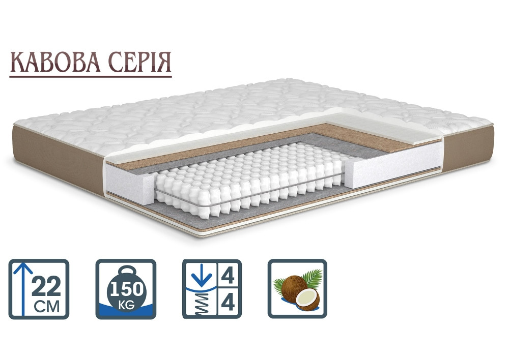 Ортопедичний матрац на незалежних пружинах Pocket Spring жорсткий Кавова серія ТМ MatroLuxe Мокко