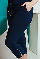 Женские летние брюки Капри синие. Размер 50-56