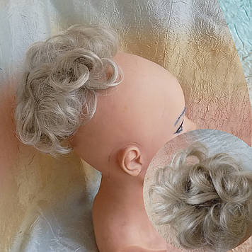 Гумка шиньон з канекалона сивий 0215V-101