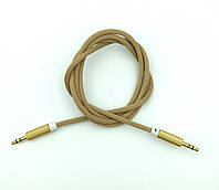Аудио кабель для подключения к магнитоле / Кабель AUX A-002 плетенный круглый золотой