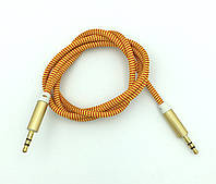 Аудио кабель для подключения к магнитоле / Кабель AUX A-002 плетенный круглый оранжевый