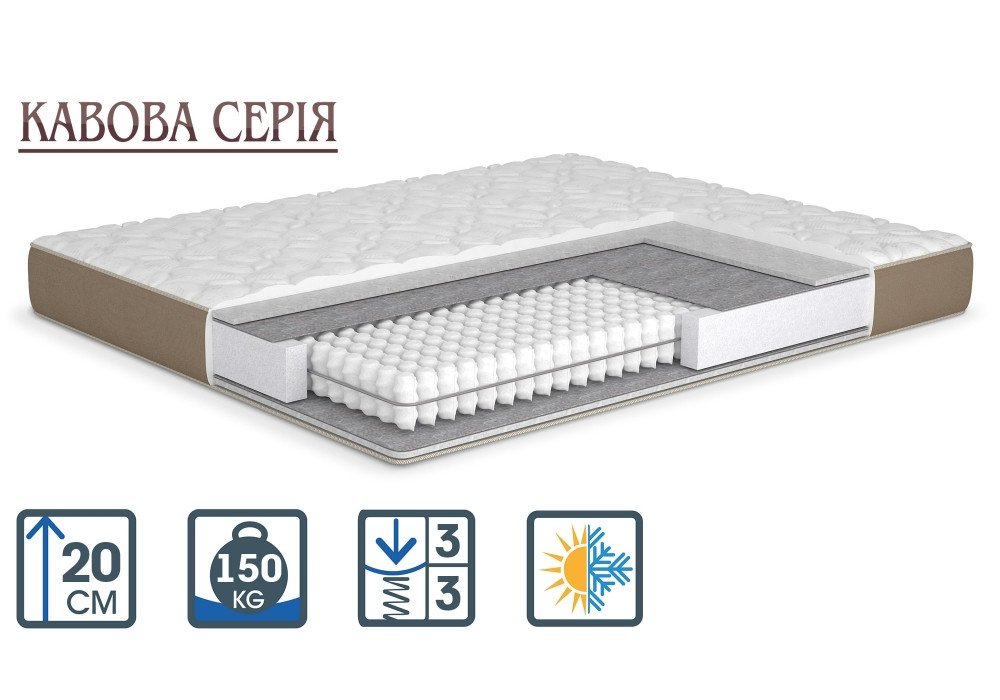 Ортопедичний матрац на пружинах Pocket Spring середньої жорсткості Кавова серія ТМ MatroLuxe Macchiato