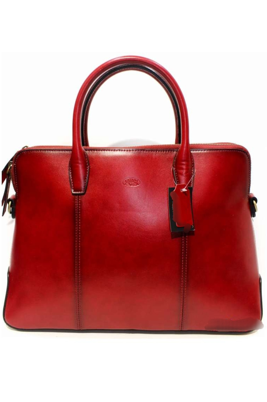 Жіноча сумка з натуральної шкіри Katana велика стильна брендова червоного кольору