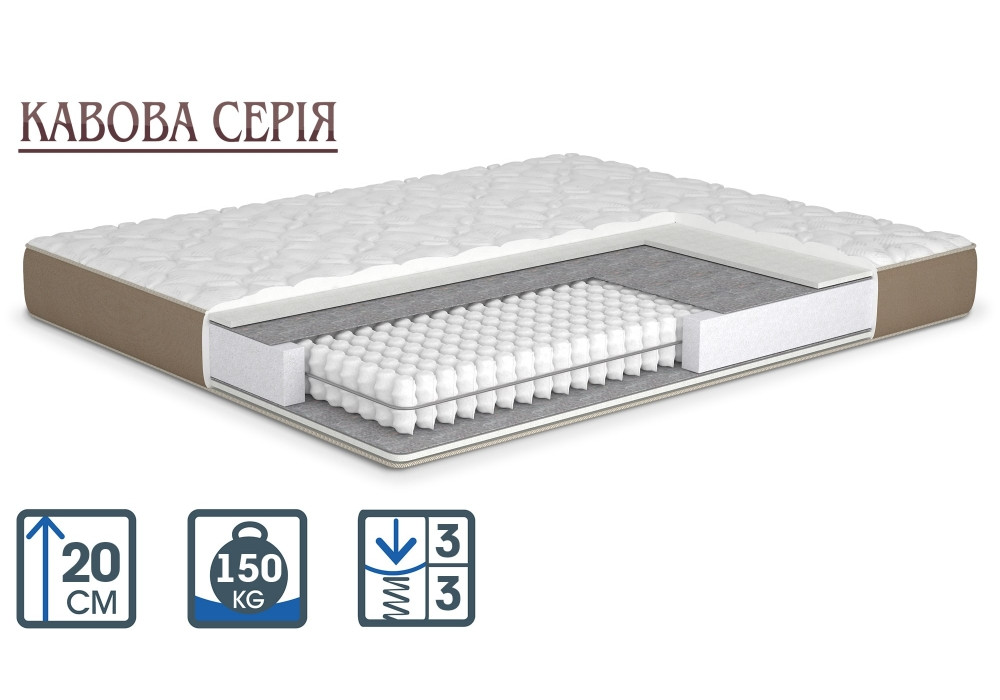 Ортопедичний матрац на пружинах Pocket Spring середньої жорсткості Кавова серія ТМ MatroLuxe Латте