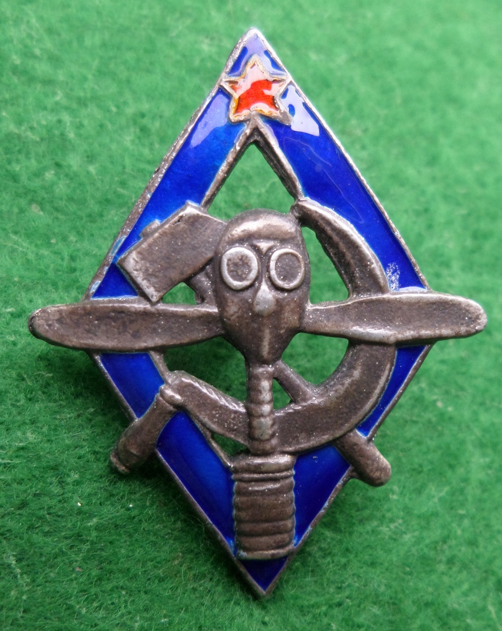 Знак АВІАХИМ 1925-1927 г. срібло 925 проби, патинування, гаряча емаль тип.3, фото 1