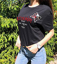 Жіноча футболка чорна з метеликом