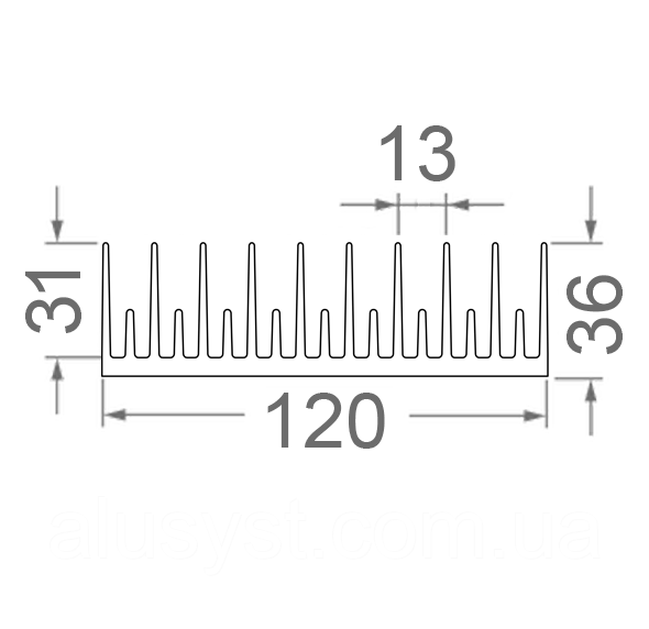 120x36 / 1 метр / Радіаторний профіль