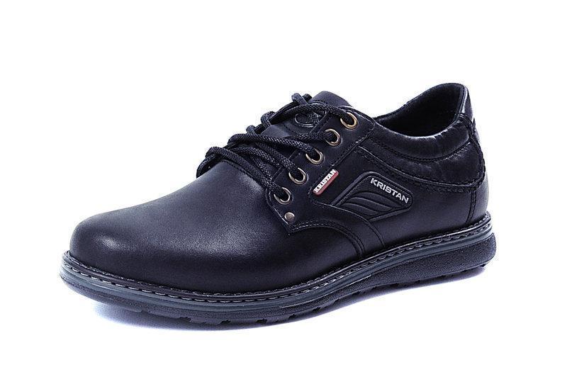 Чоловічі шкіряні туфлі Kristan black, фото 1
