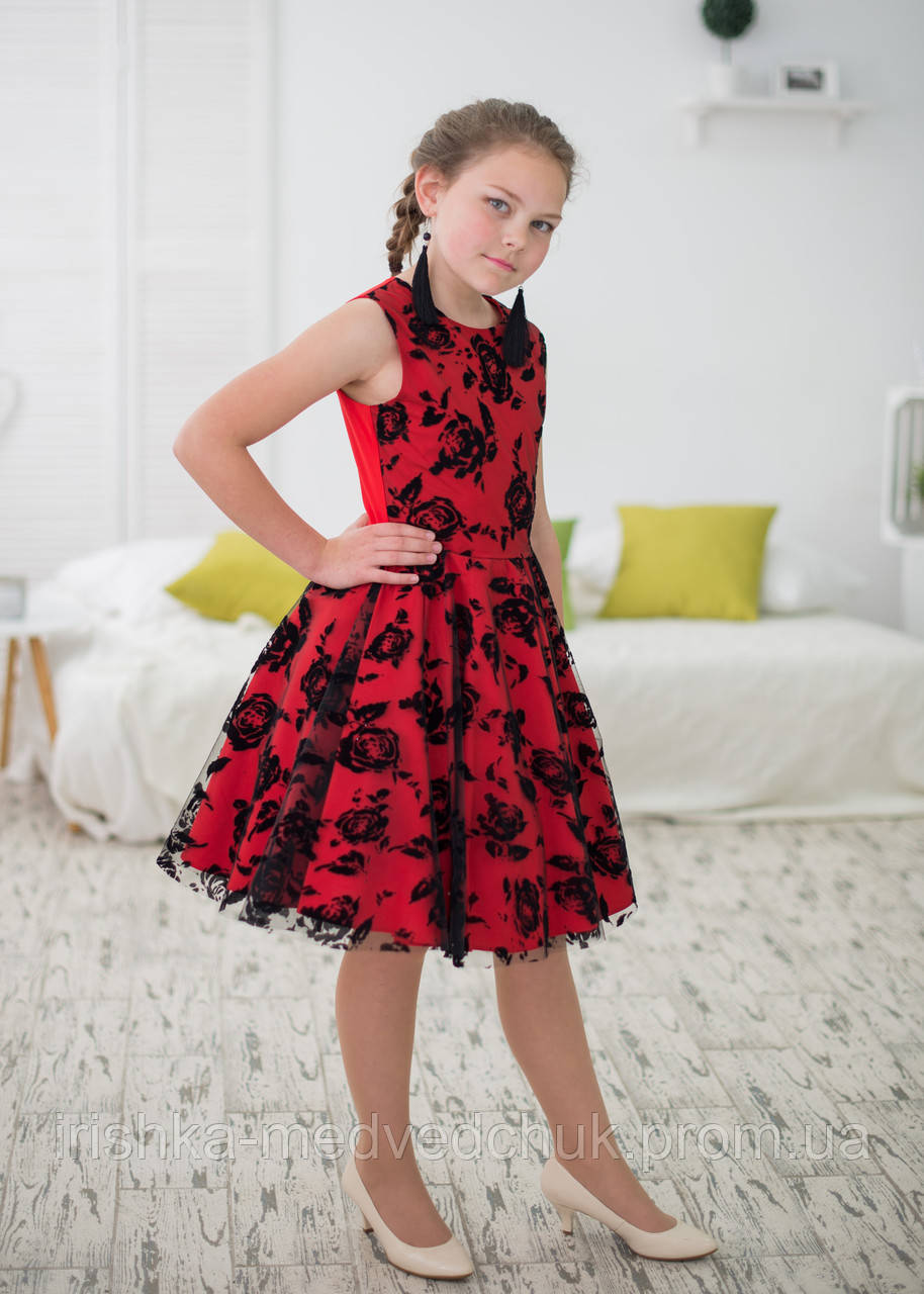 Сукня Red Rose Eirena Nadine (125-22) c спідницею сонце на ріст 122 см Червоний
