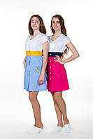 Біло-рожевий   жіночий  медичний   халат - Роксолана  (х/б) рукав 3/4