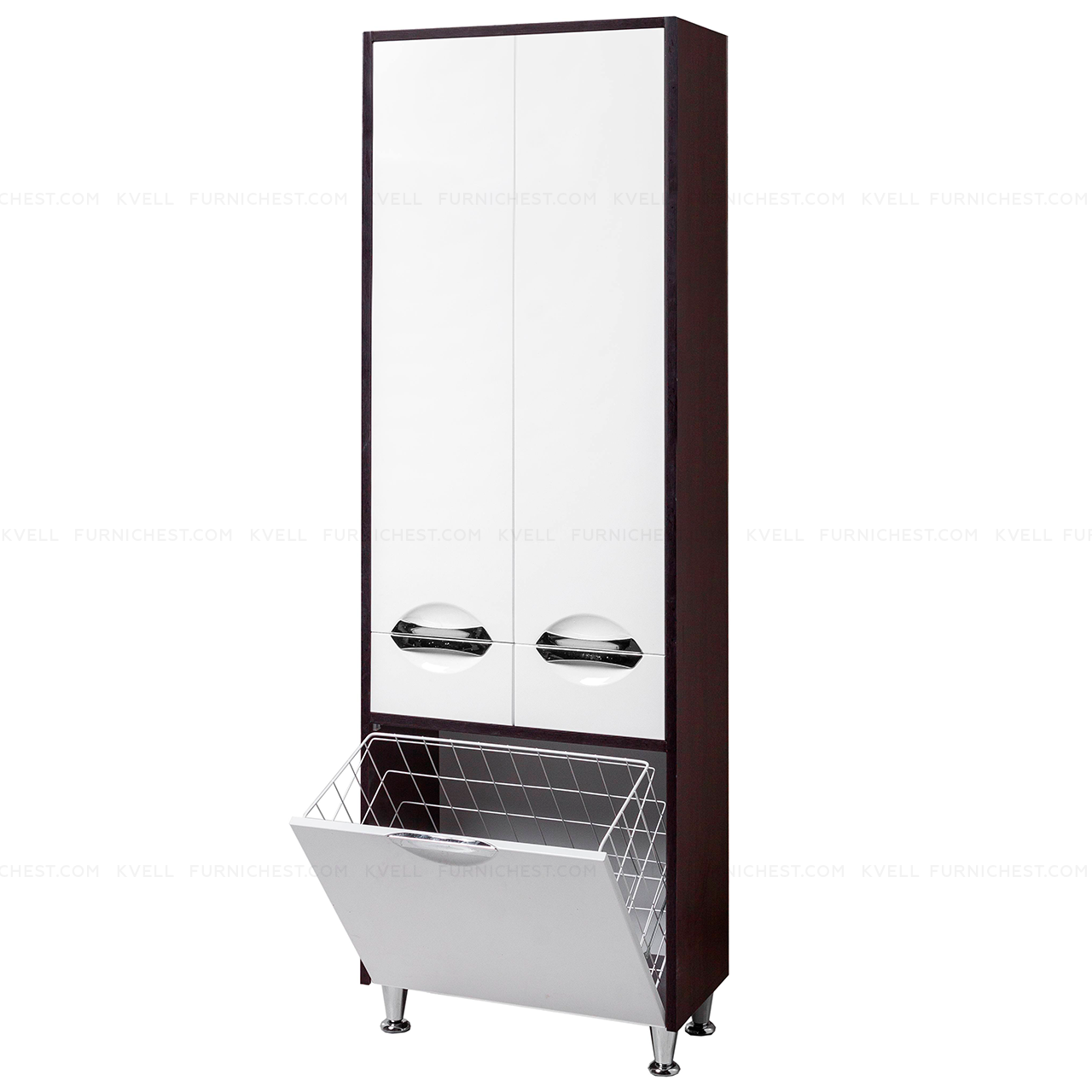 Пенал на Ножках для Ванной Комнаты с Корзиной ПРИНЦ ПК 60 (венге/белый ...