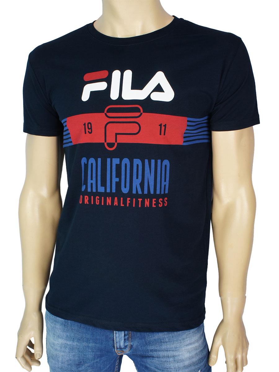 Стильна чоловіча футболка FILA 0025 Lacivert з принтом, фото 1