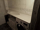 Лита раковина умивальника ванної кімнати вбудована в стільницю штучного каменю матовий, фото 3