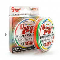 ШНУР плетеный FANATIK Universal PE X4 150 m (#1,2) 0.18 mm 9,0 kg VARICOLOURED