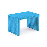 Стіл журнальний Аризона-М без скла, каркас алюміній, віск. ротанг Синій Перламутр, 60х40х35 см (Pradex ТМ)