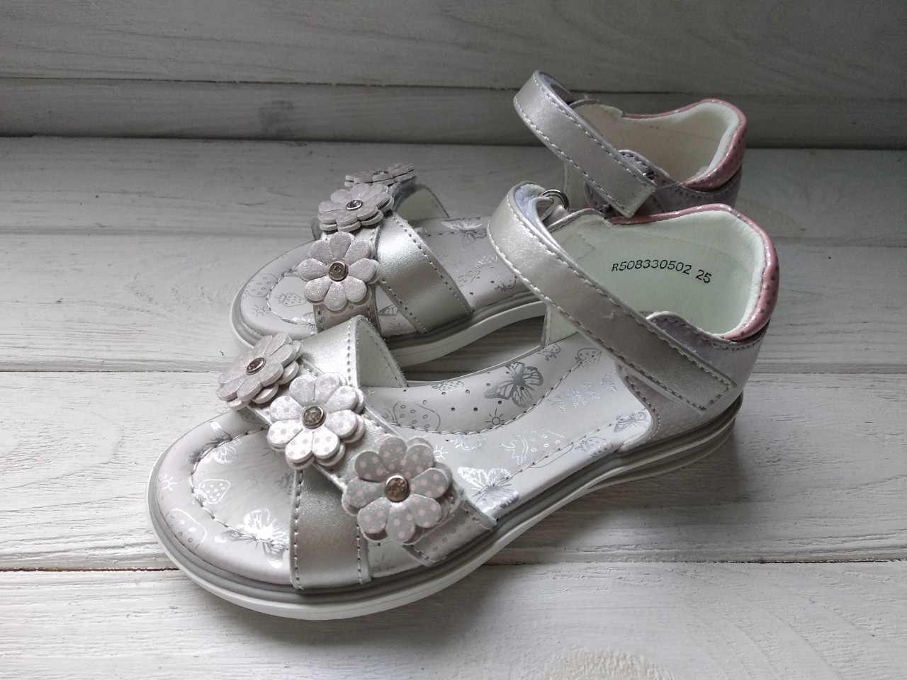 Босоніжки СКА R508330502S Ромашка Silver Pink 25р, 26р