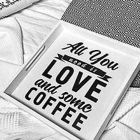 Деревянный поднос All you need love and some coffee подарунок