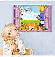 Интерьерная наклейка в детскую комнату - Окно в Зоопарк