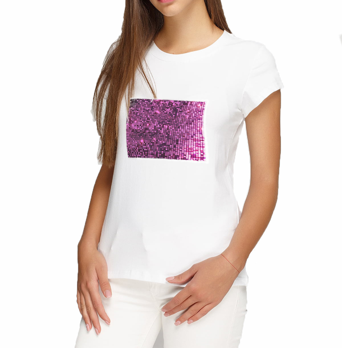 Жіноча футболка 3XL з паєтками кол. ФІОЛЕТОВИЙ для сублімації
