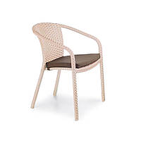 Стілець для кафе Блюз без текстилю, каркас алюміній, віск.ротанг L12, А01 Кава з молоком (Pradex ТМ)