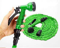 Усиленный растягивающийся шланг для полива Hose X-hose 22,5 м с пистолетом-насадкой на 7 режимов Зелёный